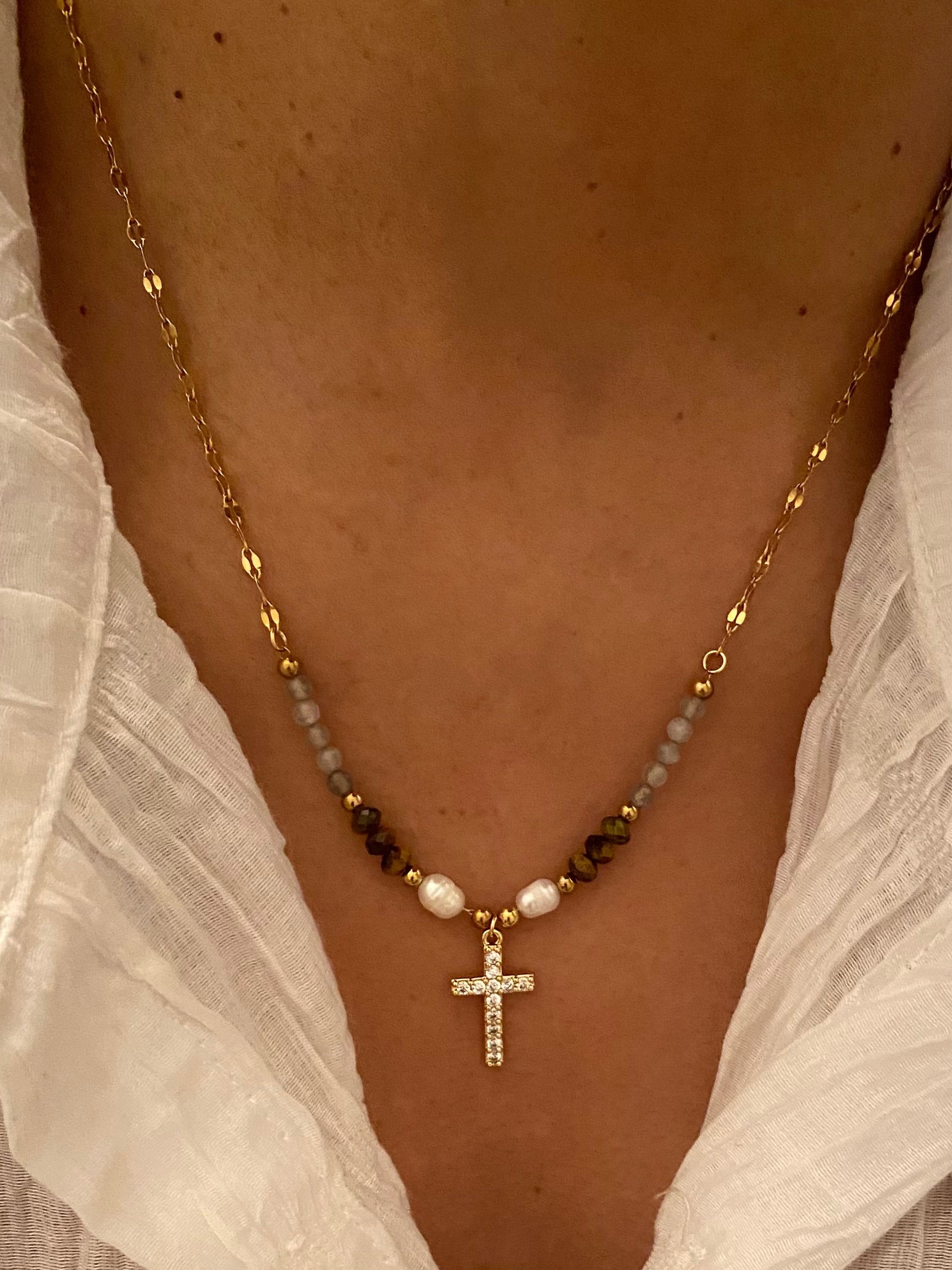 18k Gold-Plated Cross Pendant Necklace