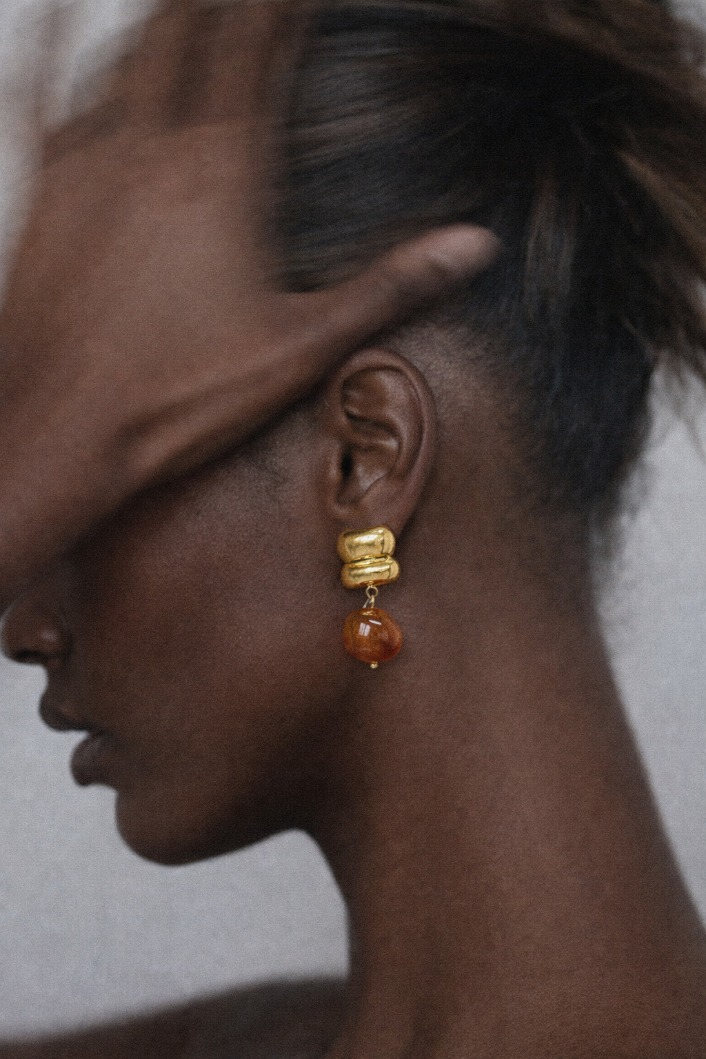 18k gold Amber Drop Earrings in Gold | Sculptural Statement Earrings