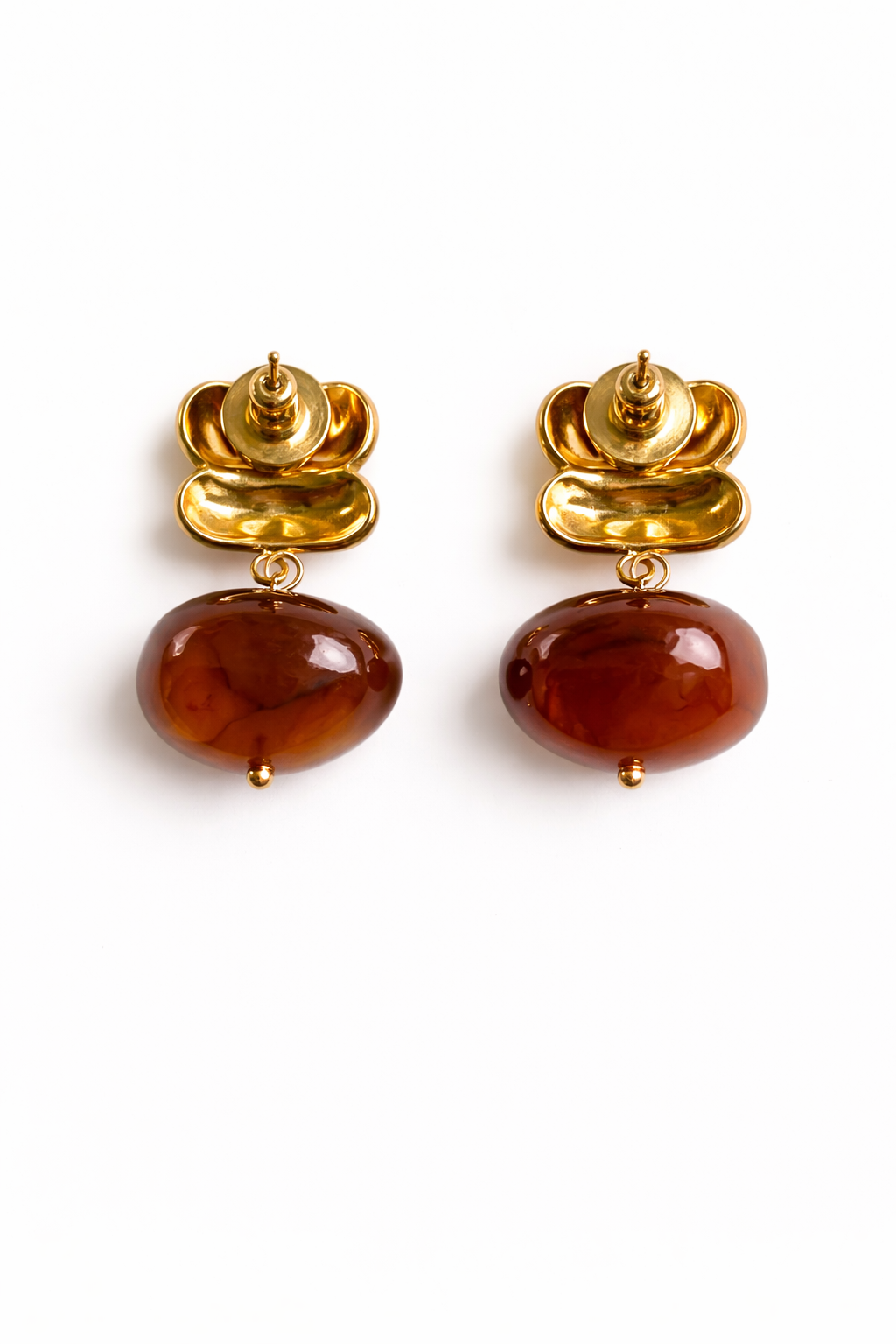18k gold Amber Drop Earrings in Gold | Sculptural Statement Earrings