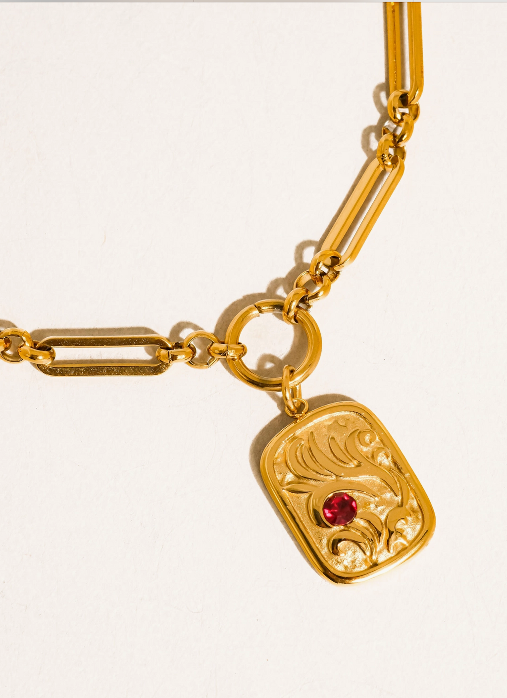 18K Gold Rectangle Pendant Necklace