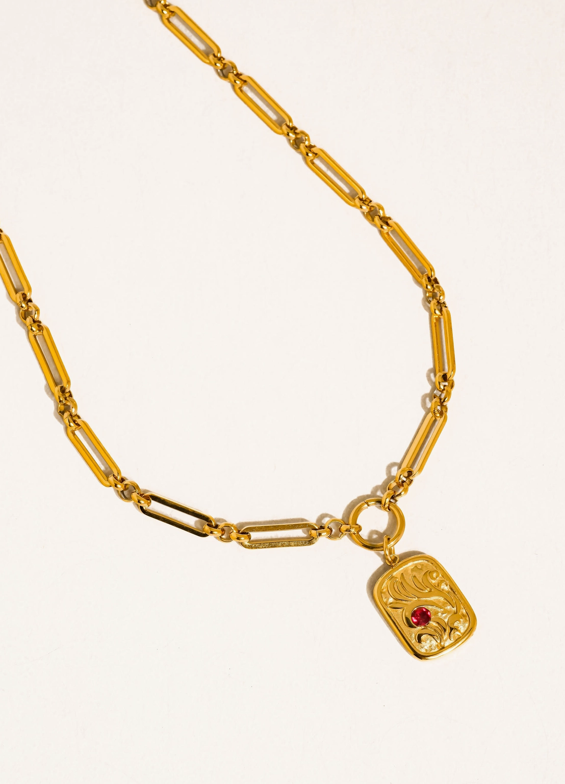 18K Gold Rectangle Pendant Necklace