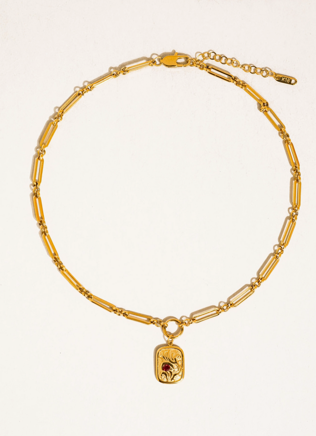 18K Gold Rectangle Pendant Necklace