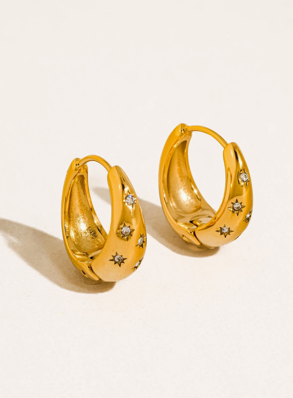 18ct Gold Plated Star Huggie Earrings