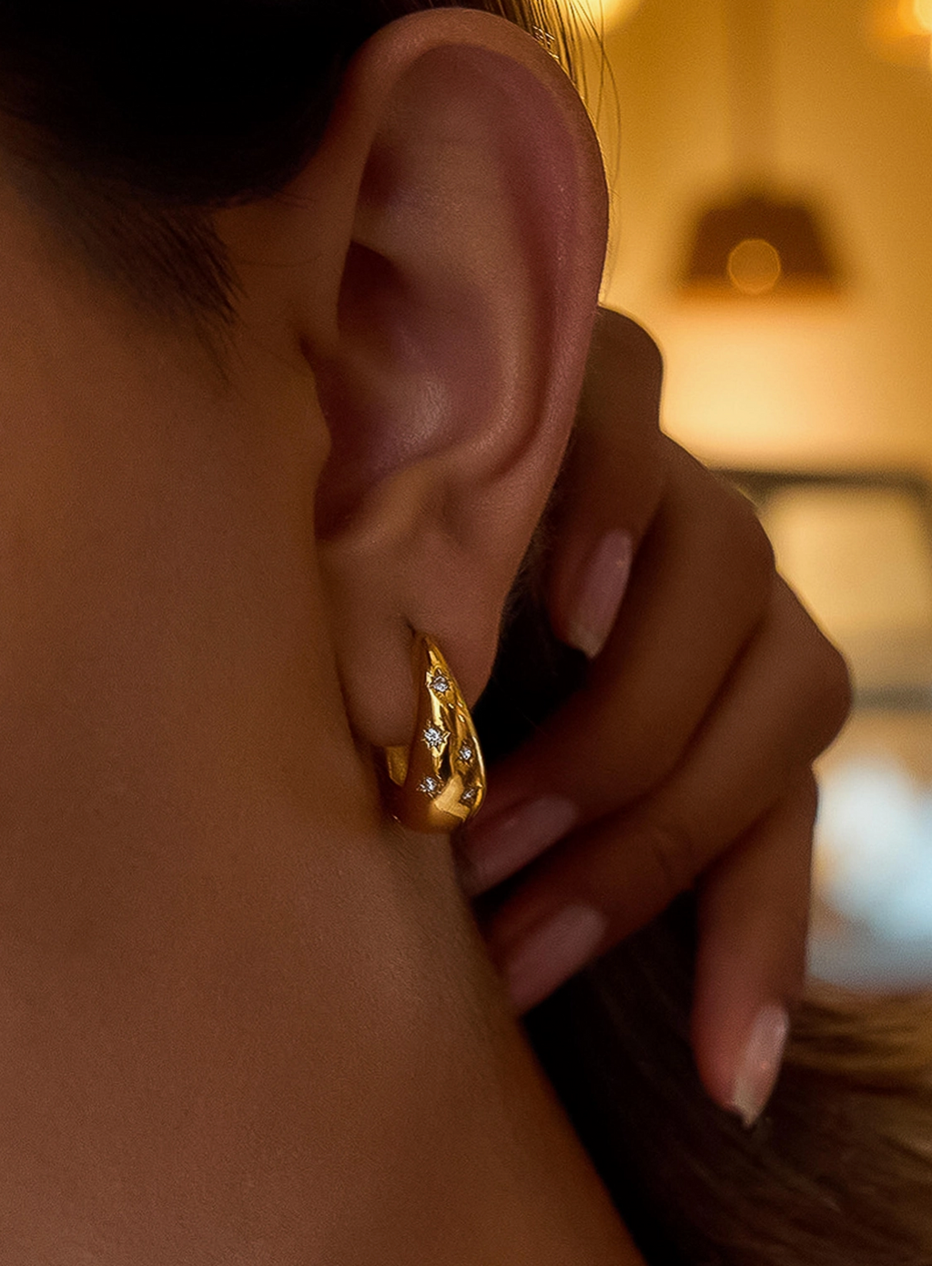 18ct Gold Plated Star Huggie Earrings